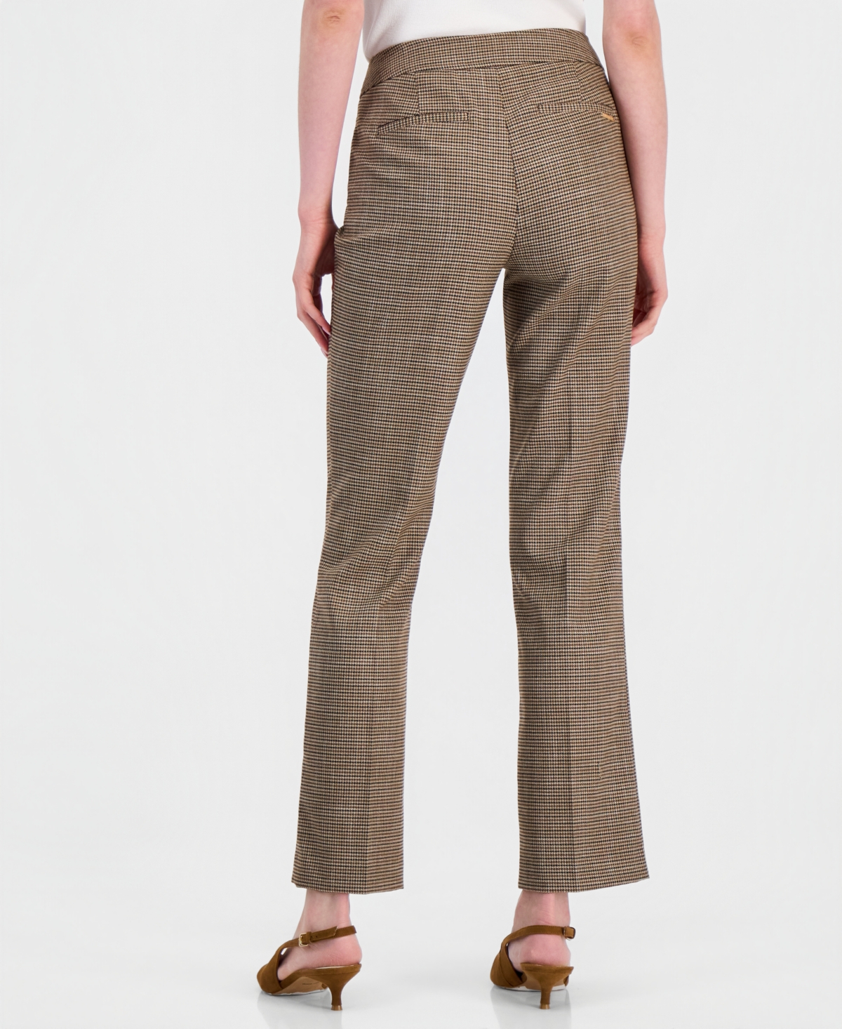 Anne Klein Women's Plaid Mid-Rise Bootcut Pants
