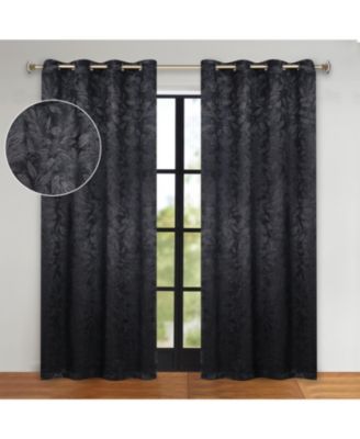 Leaves Room Darkening Grommet 2-Panel Curtain Set