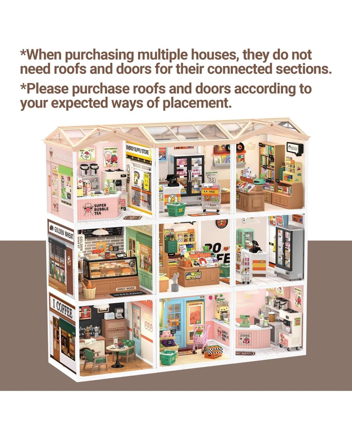 Robotime Dust Proof Roof for Super Store Diy Miniature House Kit Series, Super Creator Accessories