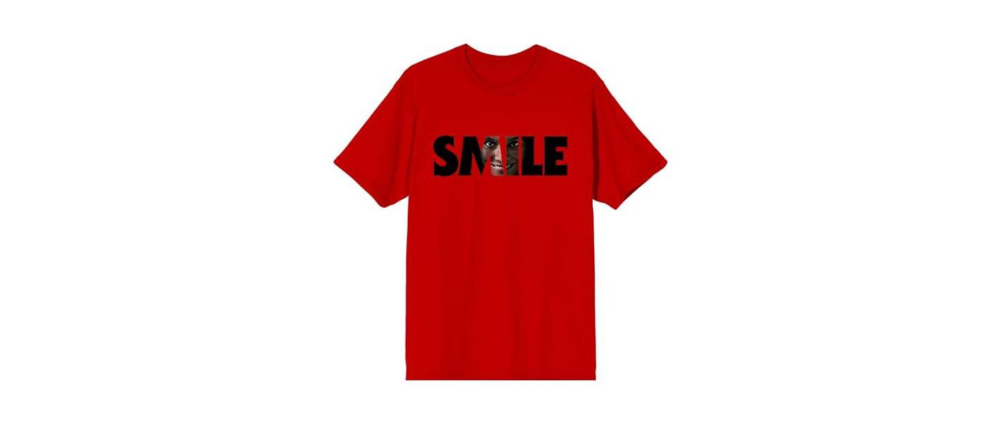 Мужская футболка Smile Text With Hidden Face Crew Neck Short Sleeve Adult Red T-shirt-XXL, цвет: Красный — фото 3