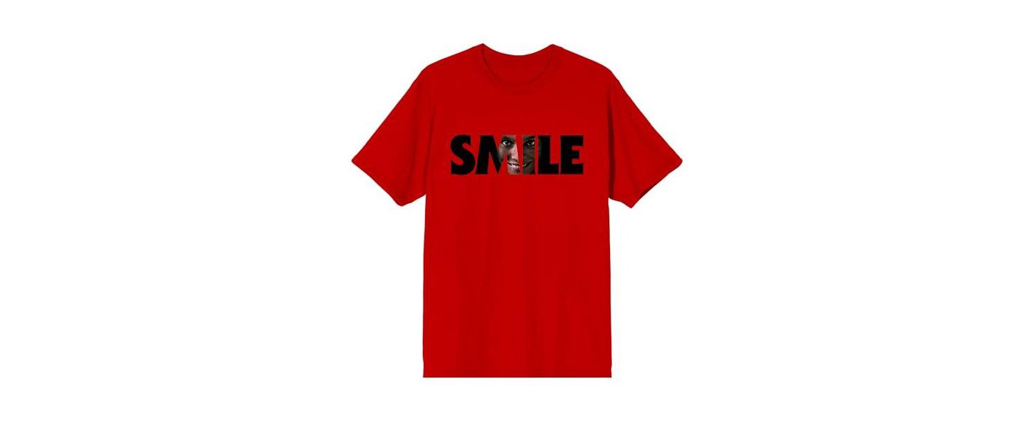 Men's Text With Hidden Face Crew Neck Short Sleeve Adult Red T-shirt-XXL
