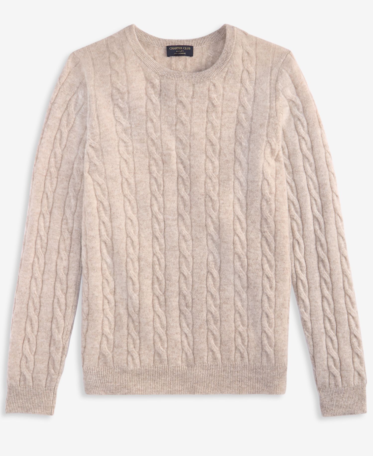 Petite Cable-Knit Crewneck 100% Cashmere Sweater