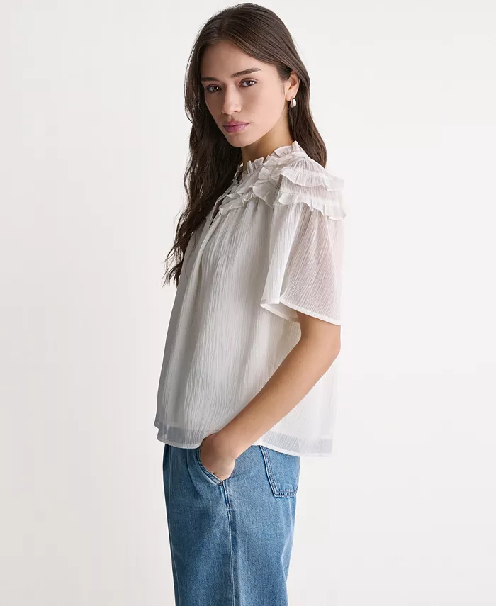 Women's Crewneck Short-Sleeve Ruffle Top - thumbnail 3