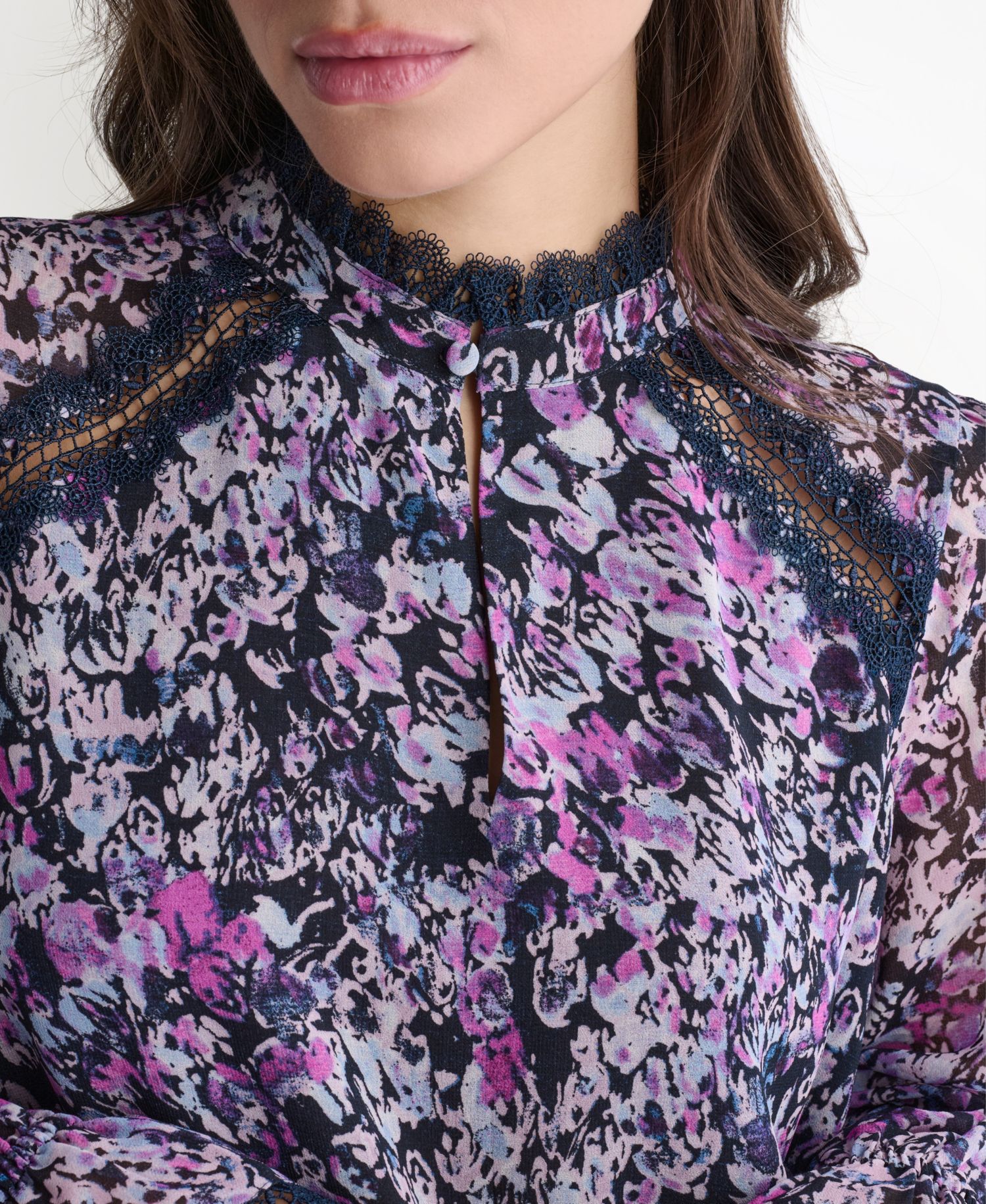 Women's Printed High-Neck Long-Sleeve Top