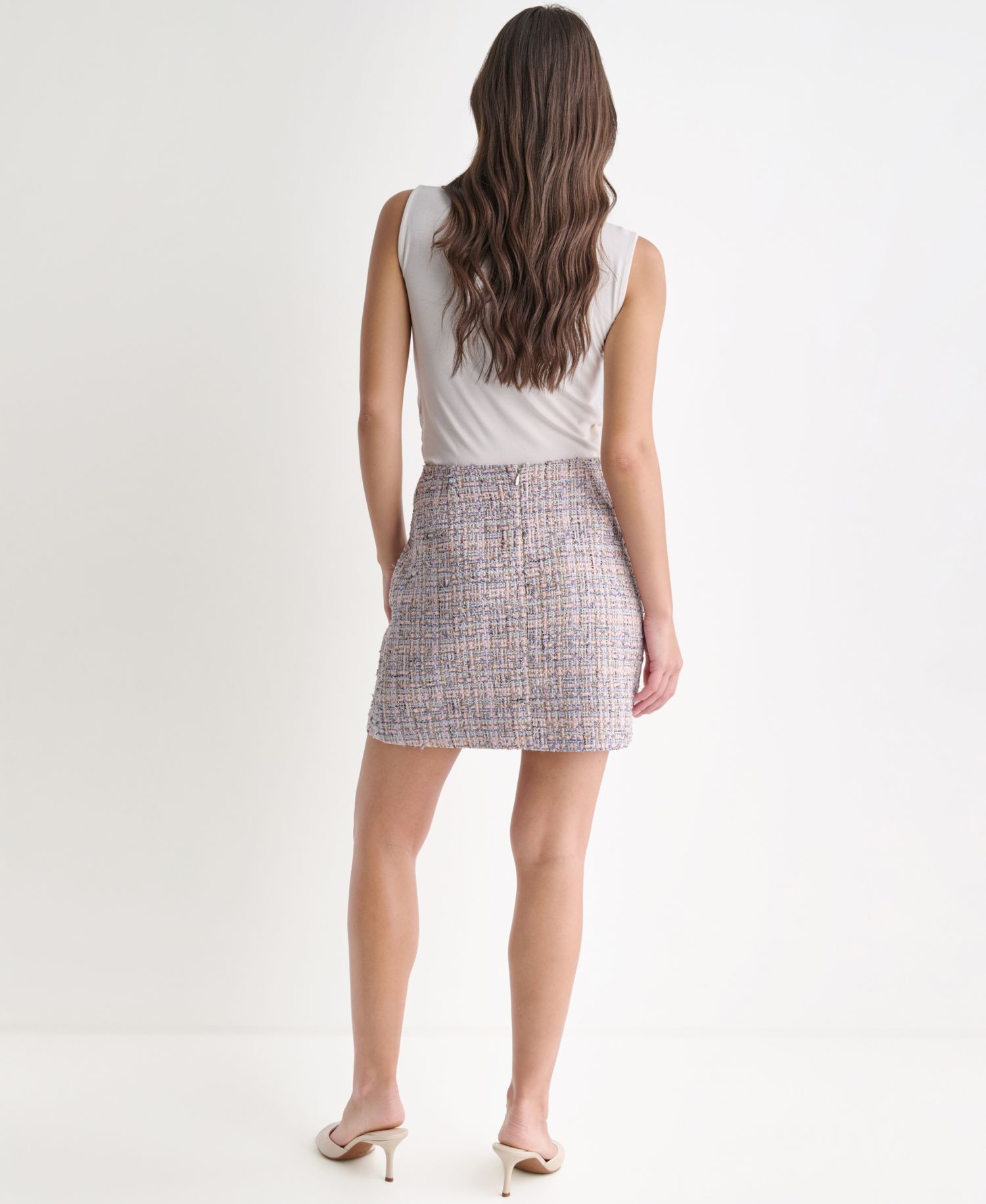 Women's Metallic Accent Tweed Mini Skirt