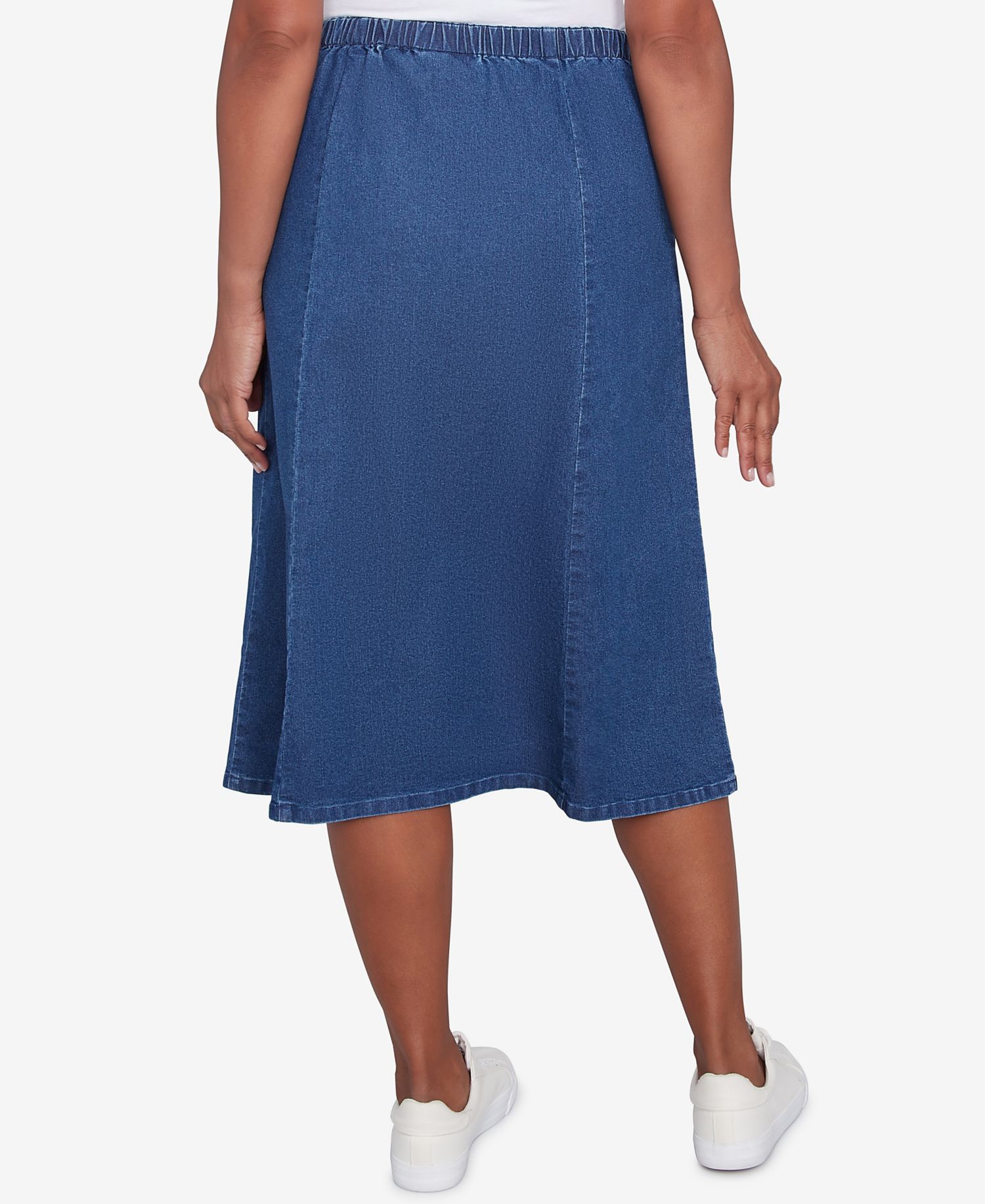Petite Paneled Full Length Denim Skirts