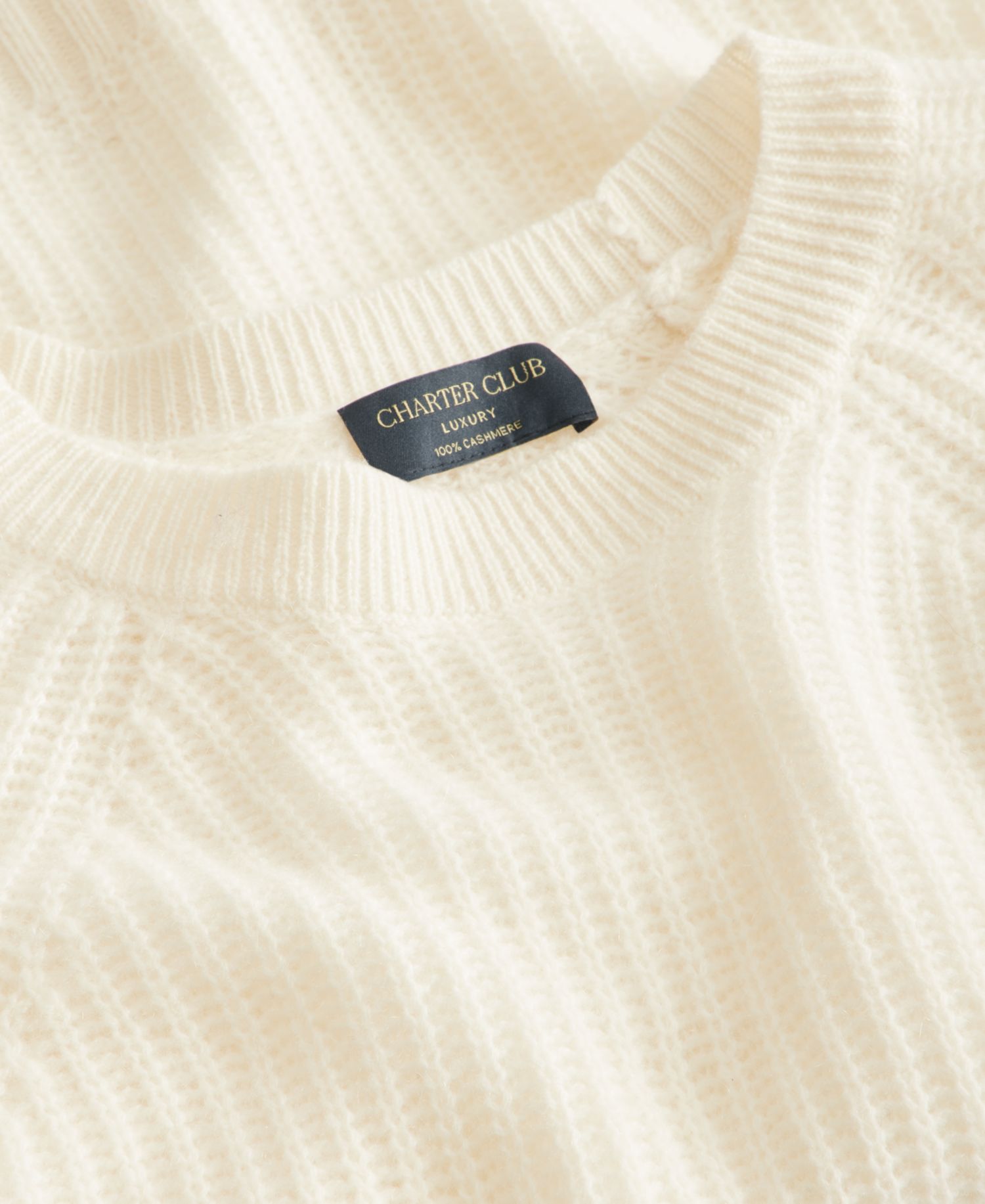 Plus Size 100% Cashmere Shaker Stitch Crewneck Sweater