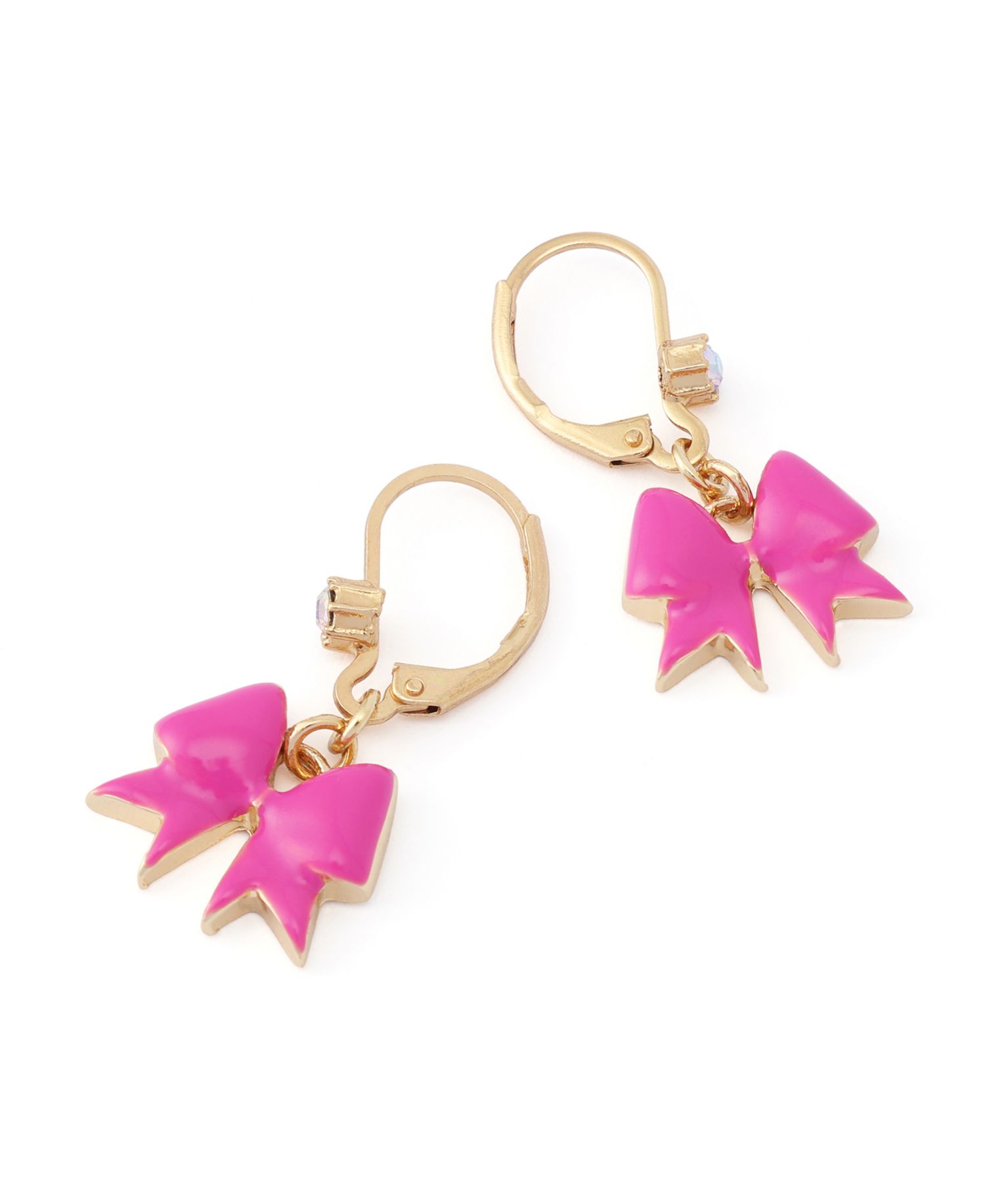 Fuchsia Cheer Bow Drop Earrings