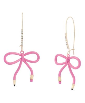 Faux-Stone Best In Class Bow Pencil Dangle Earrings