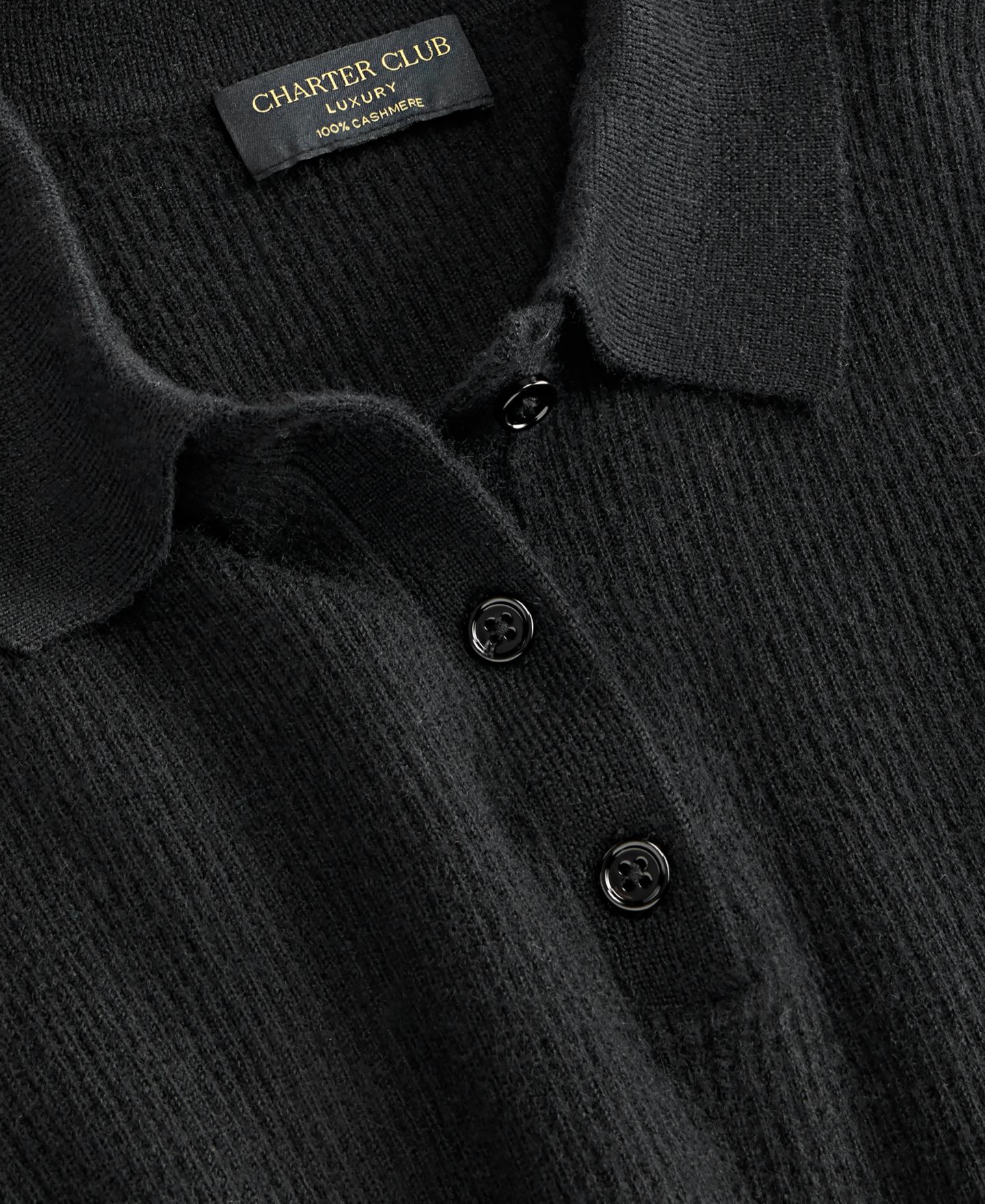 Женский свитер Charter Club Ribbed Featherweight 100% Cashmere, цвет: Чёрный — фото 4