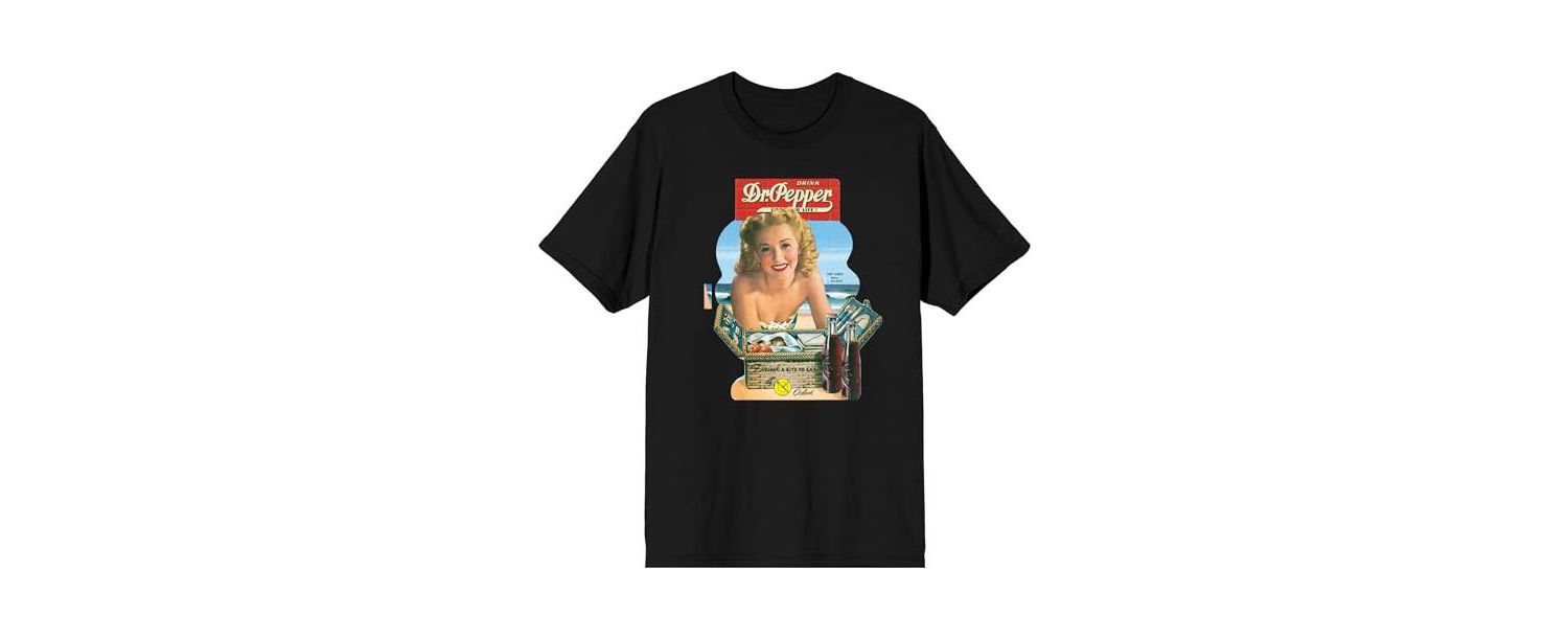Men's Dr Pepper Vintage Advertisement Black Short Sleeve Tee-Small