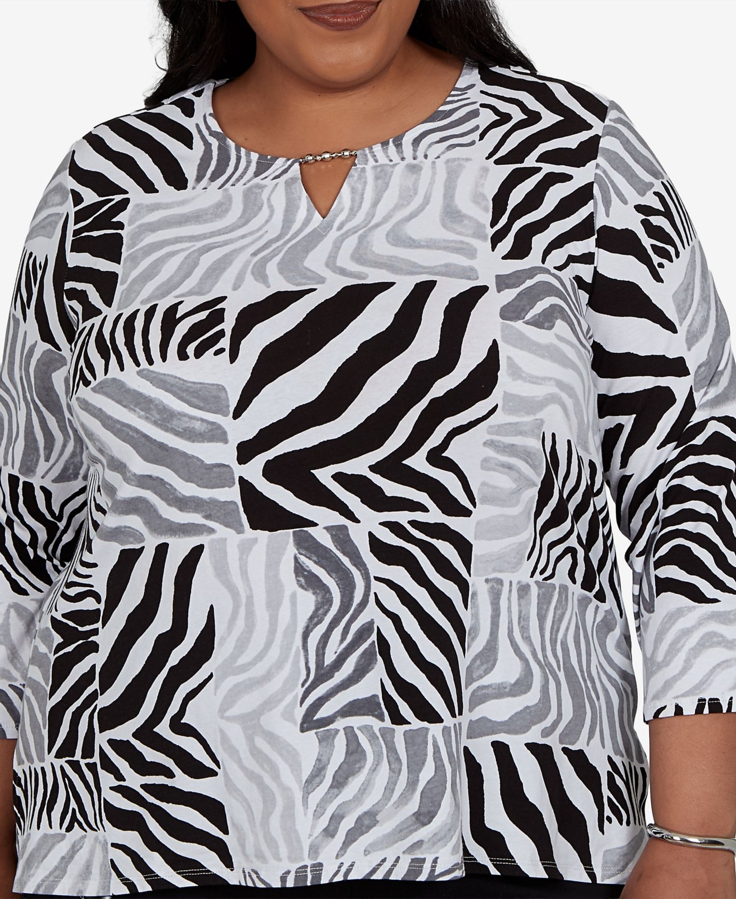 Plus Size Zebra Blocks Knit Top