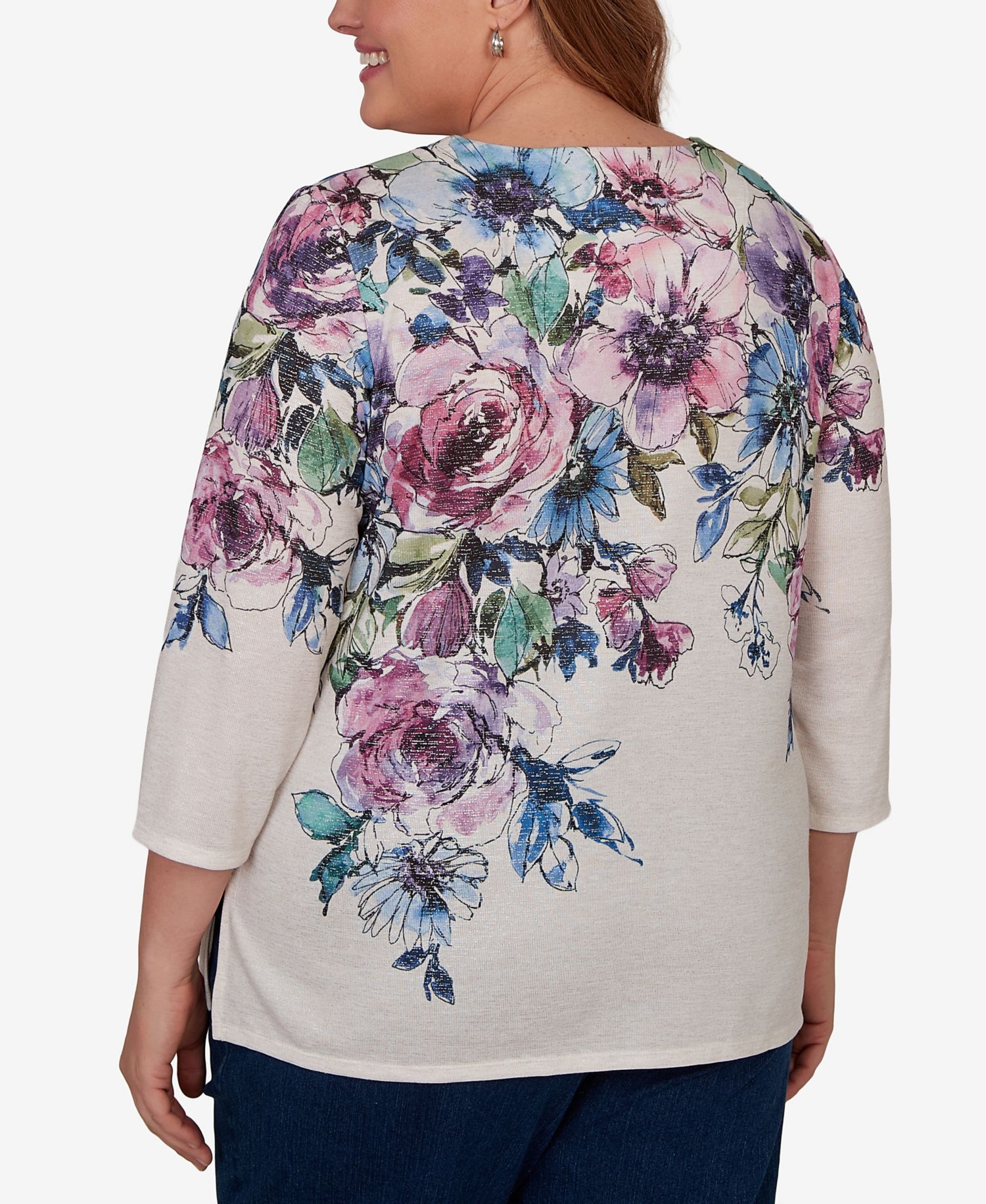 Plus Size Falling Roses Knit Top