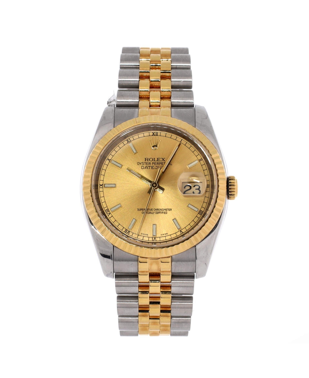 PreOwned Rolex Oyster Perpetual Datejust Automatic Watch in Stainless Steel and Gold 36mm  Dial color gold
