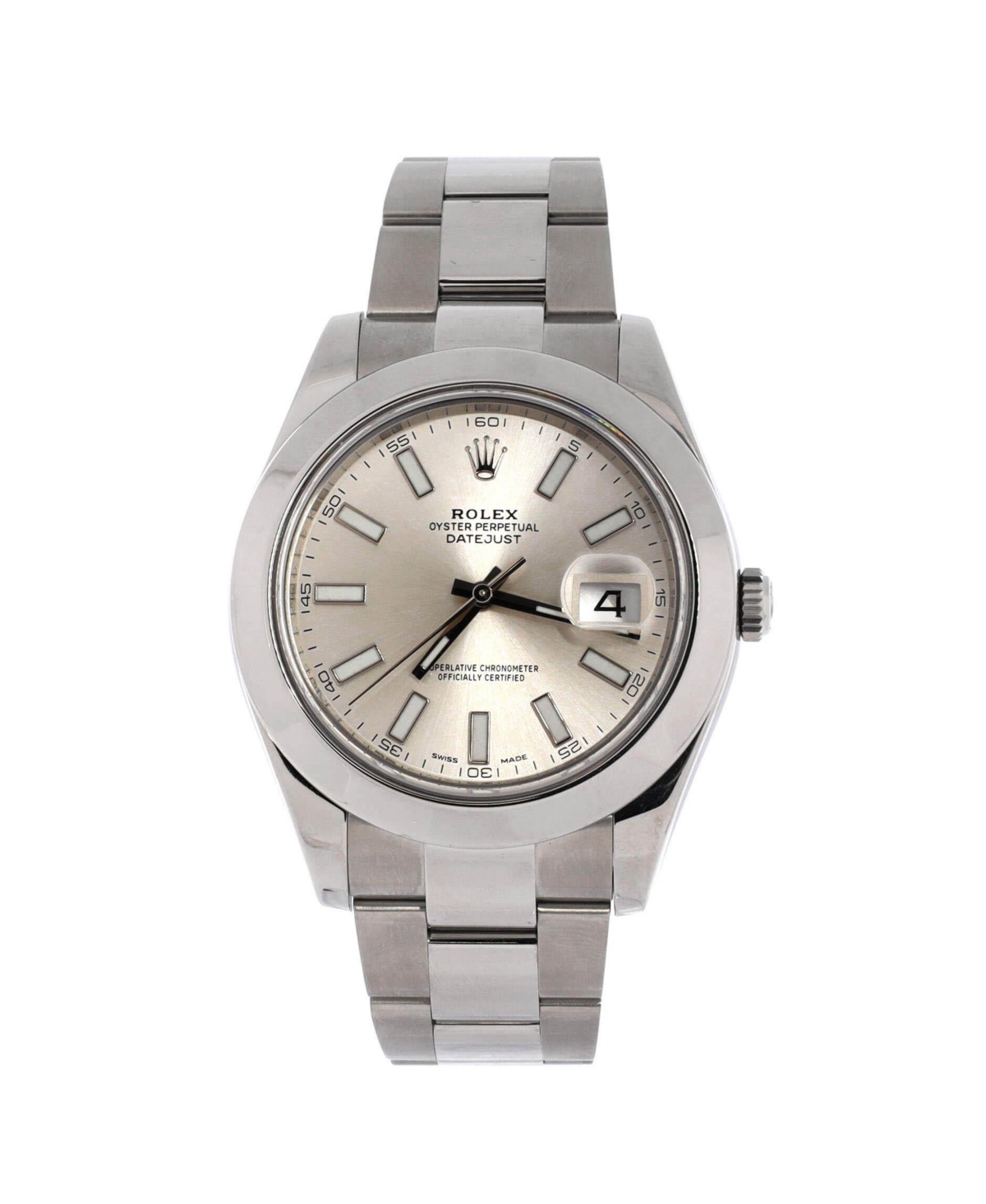 PreOwned Rolex Oyster Perpetual Datejust Ii Automatic Watch in Stainless Steel 41mm  Dial color silver