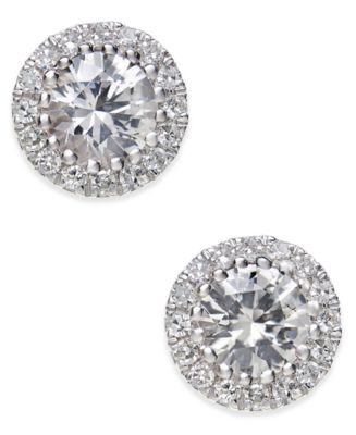 White Sapphire (5/8 ct. t.w.) and Diamond (1/10 ct. t.w.) Stud Earrings ...