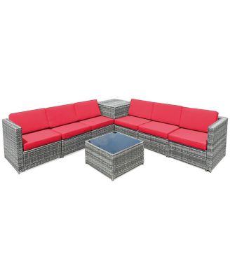 8-Piece Patio Furniture Set with Wicker Seating and Storage Table