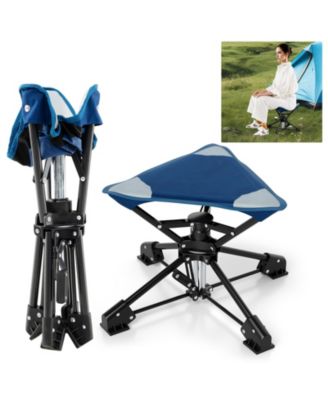 360 degree Swivel Camping Stool Foldable Outdoor Chair with Oxford Seat and Metal Frame