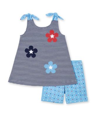 Baby Girl Stripe Knit Short Set With Flowers and Stars