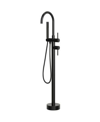 2-Handle Freestanding Floor Mount Tub Filler Faucet with Diverter