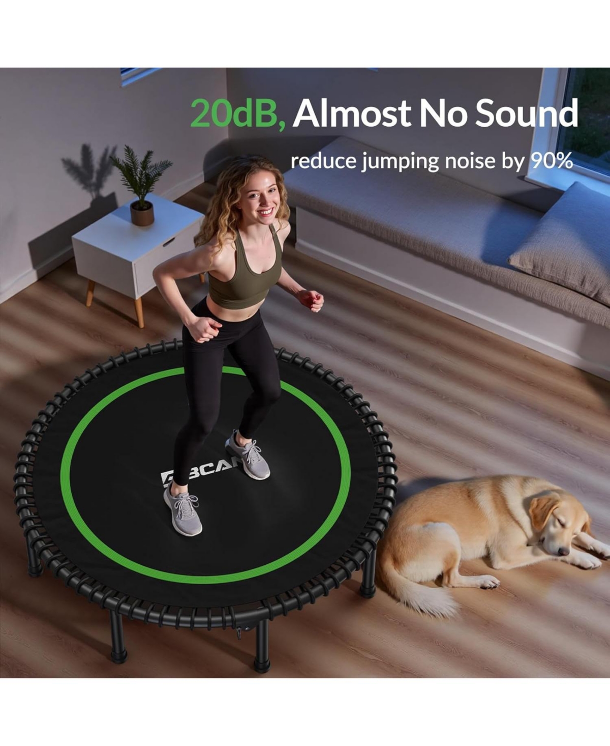 Bcan 450/550LBS Foldable Mini Trampoline for Adults, 40/48 inches Fitness Rebounder with Bungees