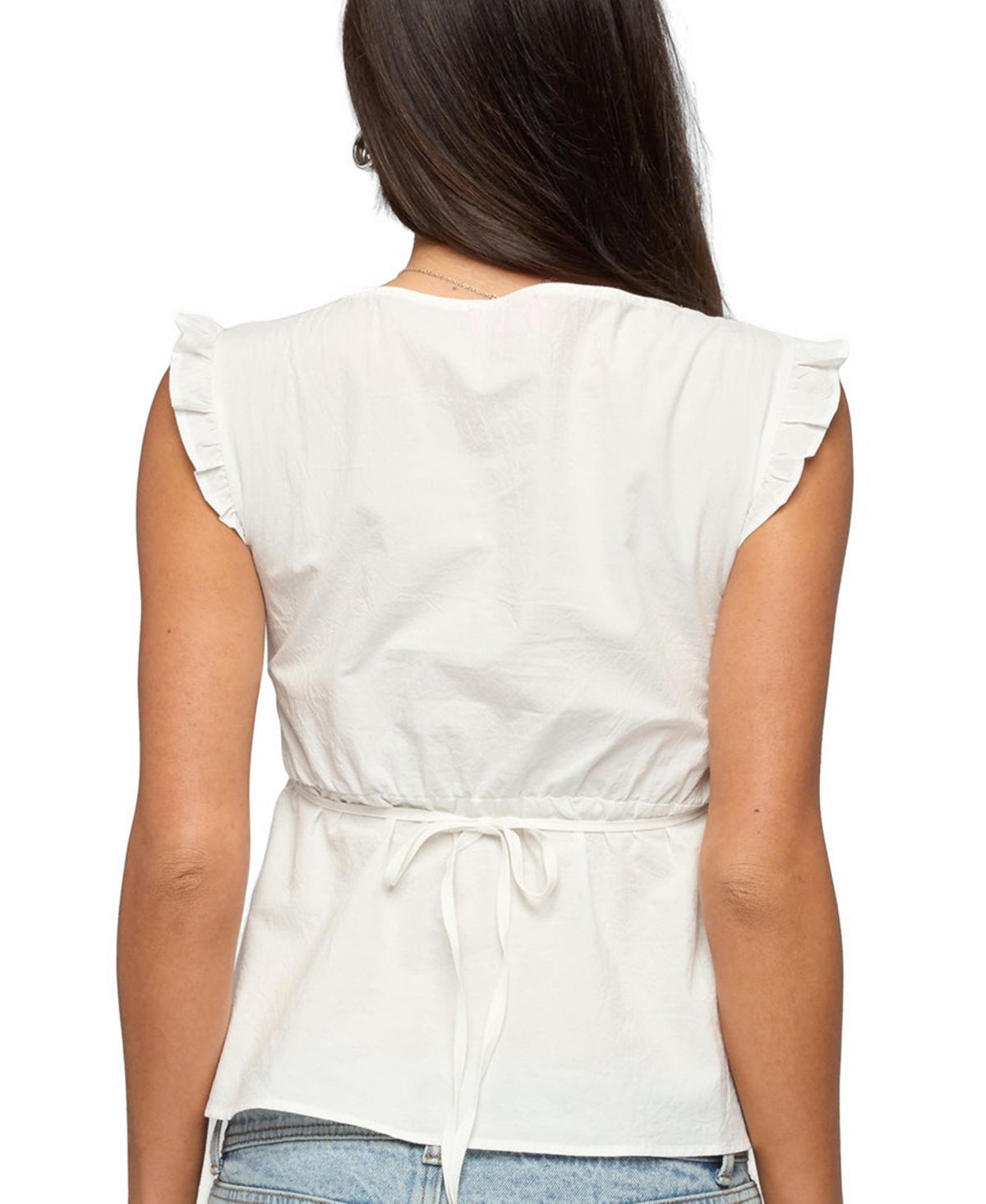 Edikted Women's Meadow Linen Look Lacey Top