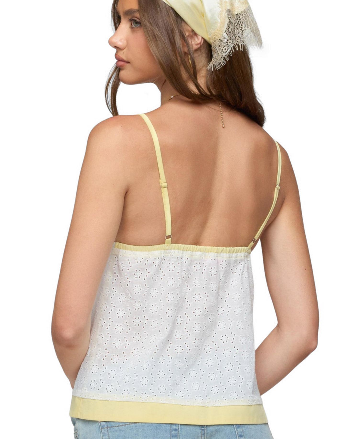 Women's Mavie Contrast Eyelet Babydoll Tank Top