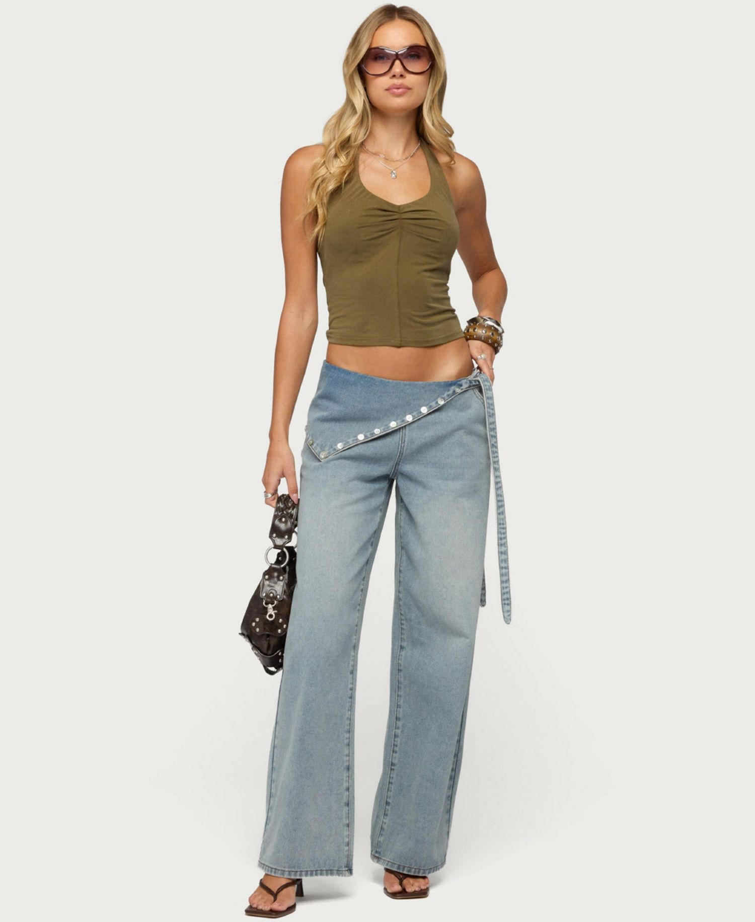Womens Montanah Pleated Halter Top
