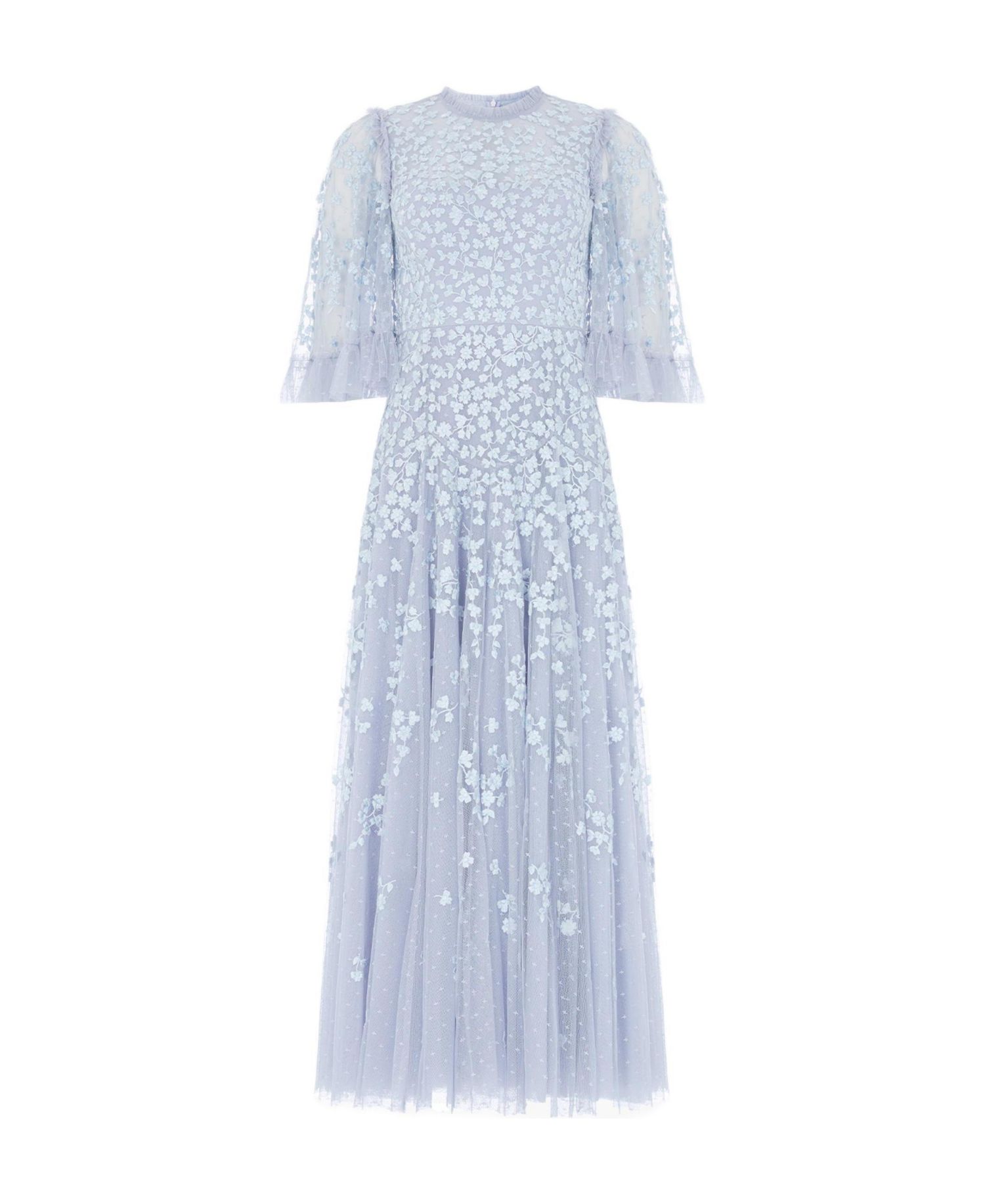 Women's Scatter Blossom Round Neck Ankle Gown