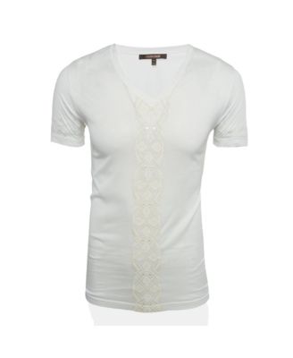 Men's Embroidered Jersey V-Neck T-Shirt
