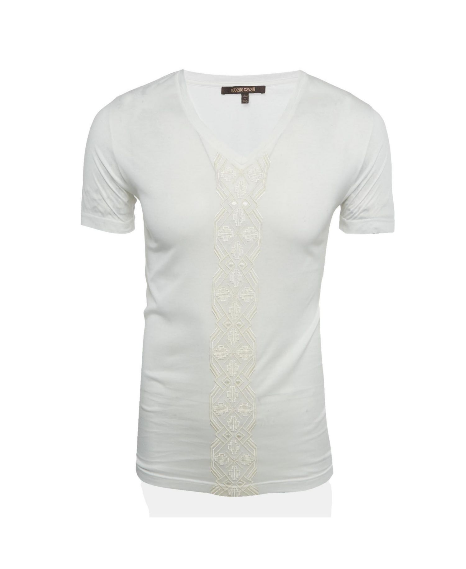 Men's Embroidered Jersey V-Neck T-Shirt