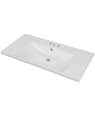 36" Single Bathroom Vanity Top with Basin, 3-Faucet Holes, Ceramic, for Bathroom