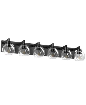 Farmhouse Bathroom Vanity Light Fixtures, 6-Light Over Mirror, Rustic Sconces Wall Lighting with Glass Shade for Living Room, Bedroom, Hallway