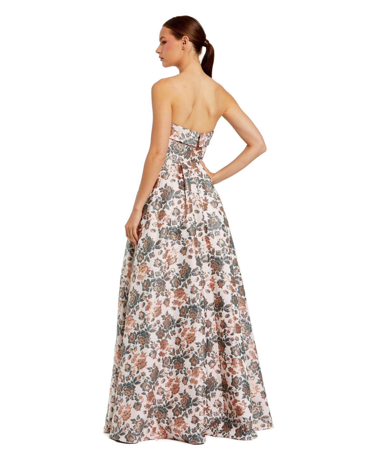 Women's Strapless Floral Brocade Ball Gown