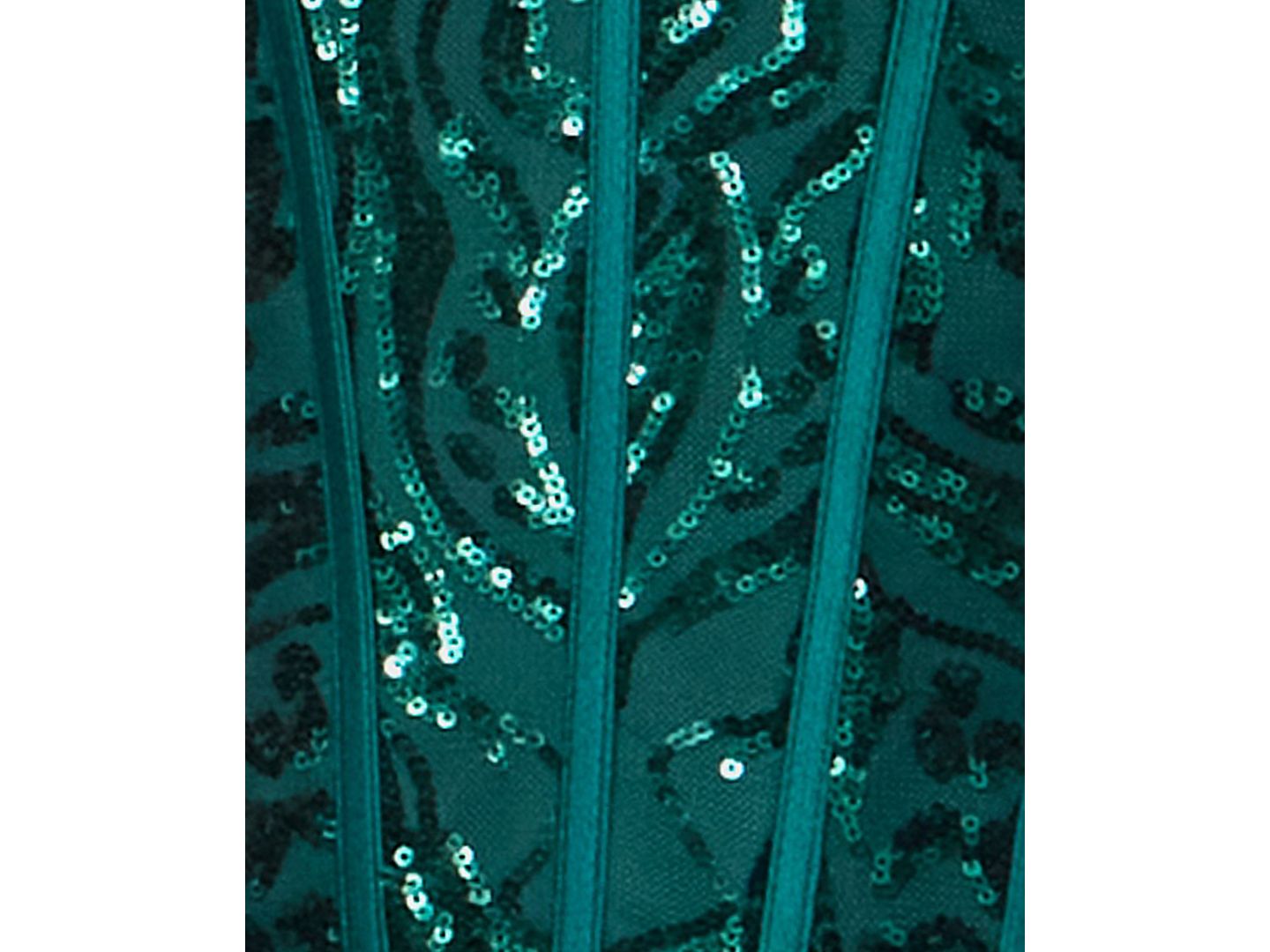 Женское платье Alex & Sophia Juniors' Sequin Pattern Corseted Draped Skirt Satin Mini, цвет: Тёмно-зелёный — фото 6