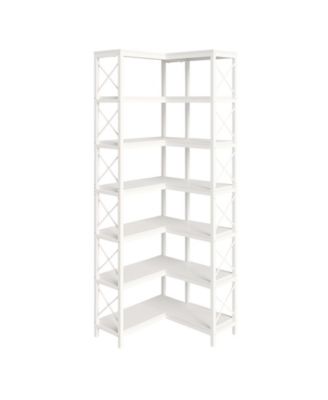Corner Bookcase with 7 Open Storage Shelves