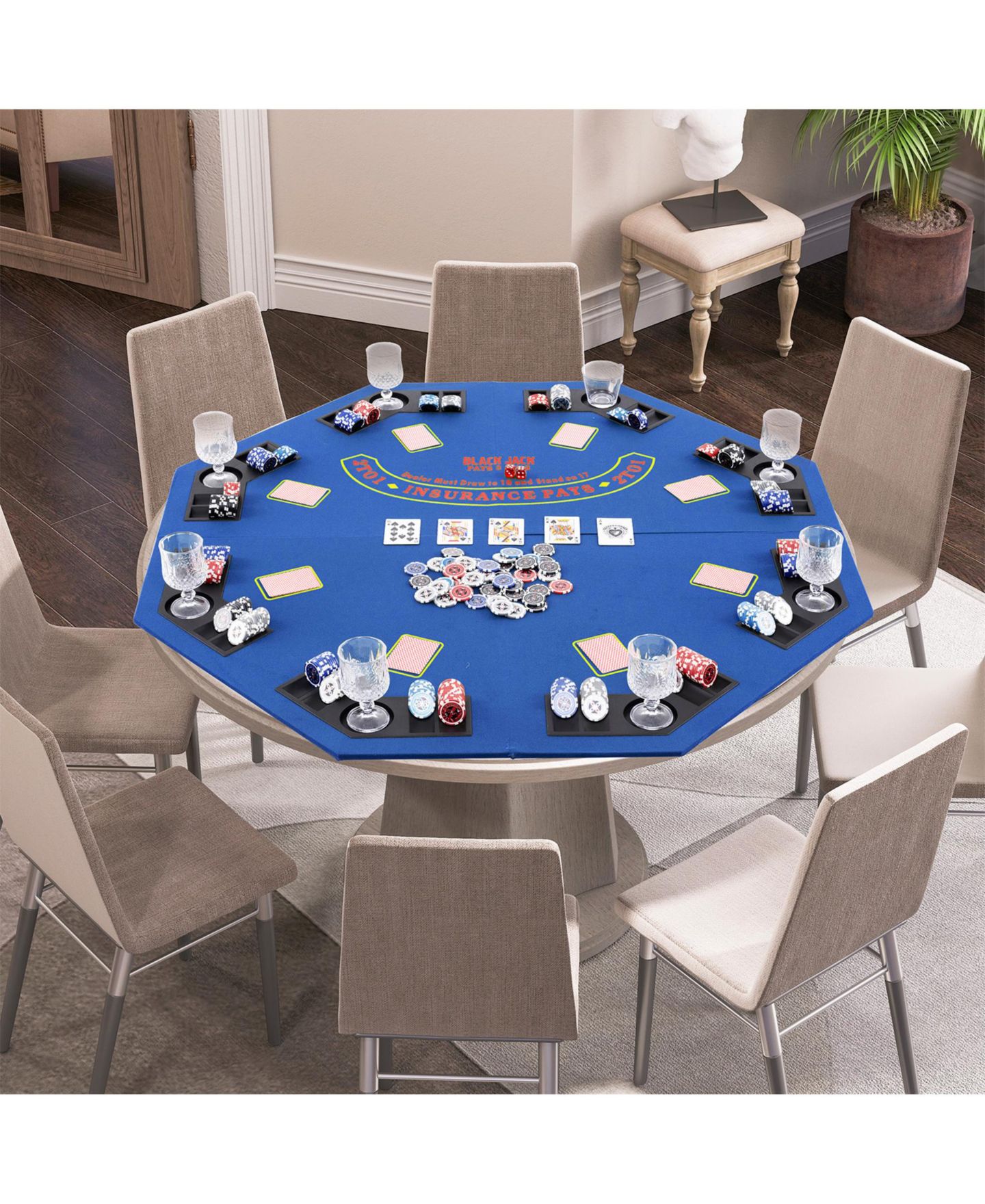 Детские игрушки SUGIFT 8-Player Foldable 48 Inch Poker Table Top, Ages 14+, цвет: Синий — фото 2