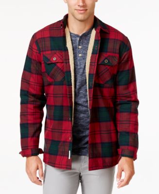 Weatherproof Vintage Men's Faux Fur-Lined Plaid Flannel Shirt Jacket ...