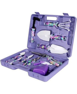 Garden Tools Set Trowel Rake Weeder Pruner Shears Sprayer Case