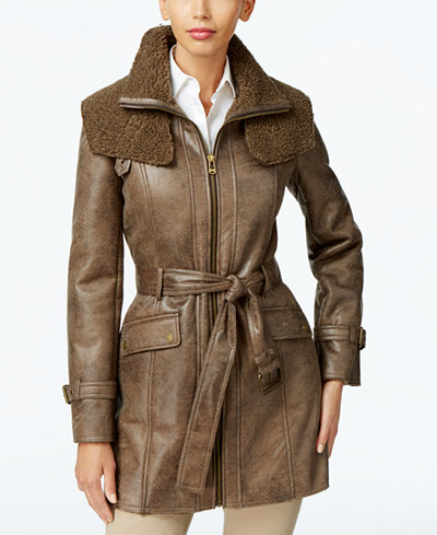 Kenneth Cole Faux-Shearling Trench Coat