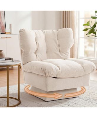 Oversized Chenille Swivel Chair, 360degree(s) Lounge Chair, Extra-Wide 20.8" Seat, Thick Cushion, Cozy, Living Room