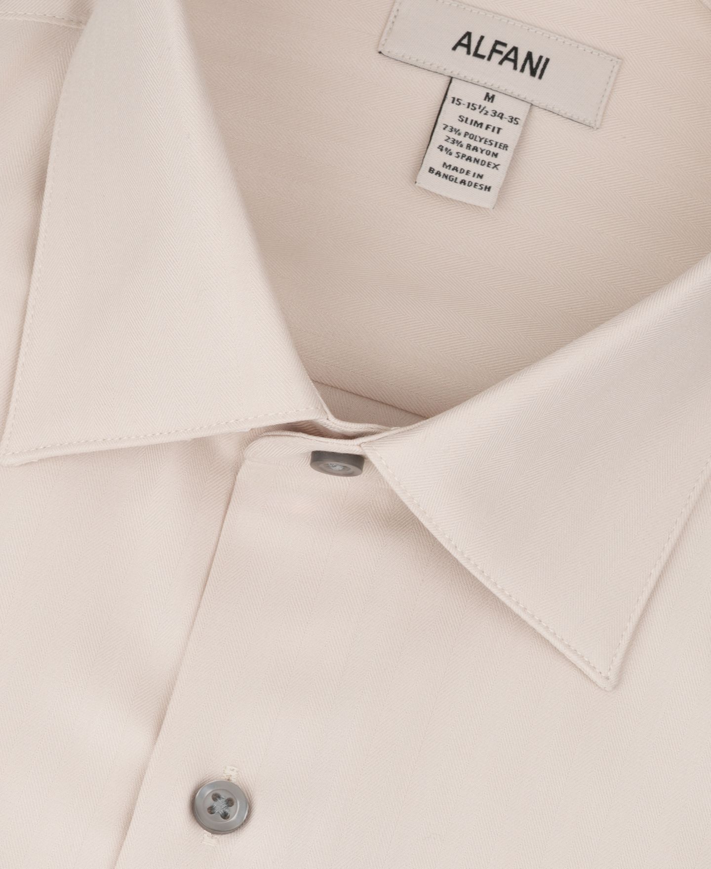 Мужская рубашка Alfani Herringbone Long-Sleeve Dress Shirt, цвет: Бежевый — фото 8