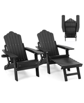 2 Piece Folding Adirondack Chair HIPS Fire Pit Chair with Adjustable Backrest