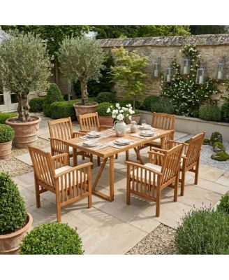 7-Piece Patio Dining Set, Acacia Wood Table and Chairs for Lawn or Backyard