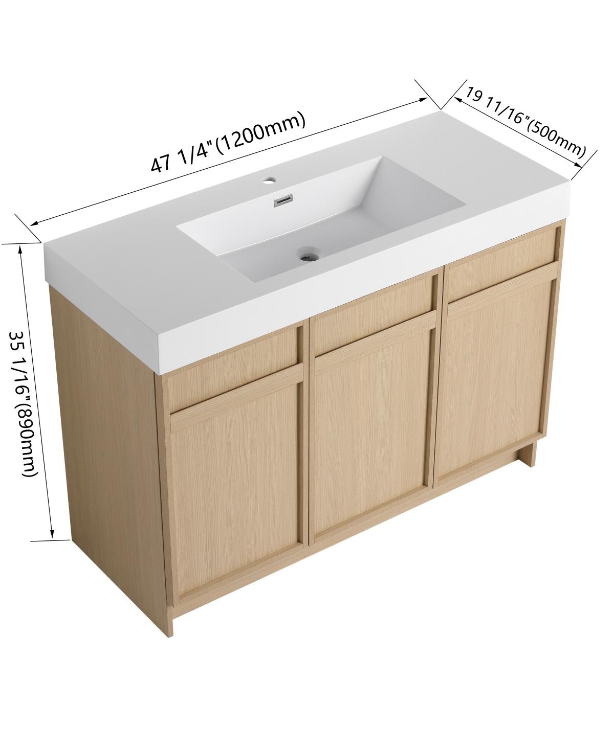 Sillysis Inch Freestanding Bathroom Vanity with Resin Sink, Soft Close Doors, Adjustable Shelf