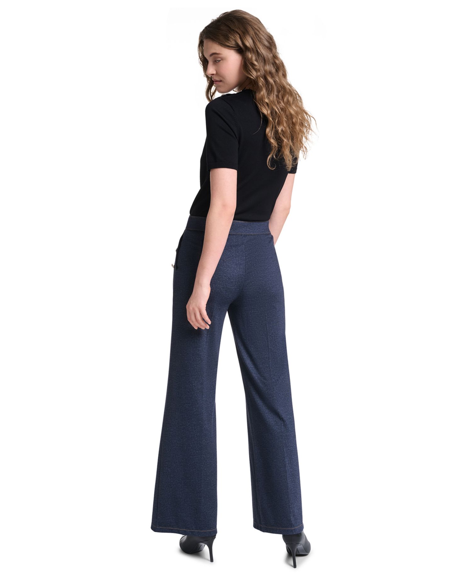 Petite Silky Pont Mid-Rise Sailor Pants