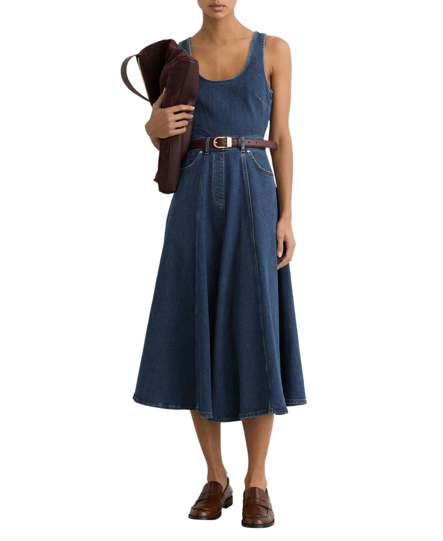 Women's Rosie Waisted Denim Midi Dress