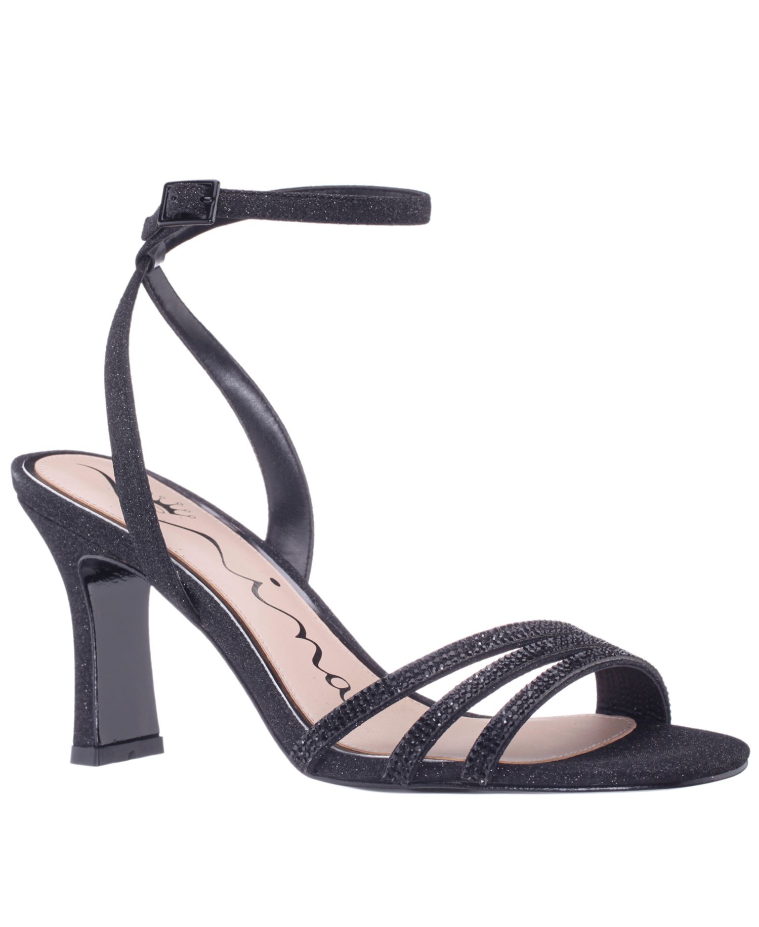 Women's Alfreda Silver Metallic Mid Heel Square Toe Sandals