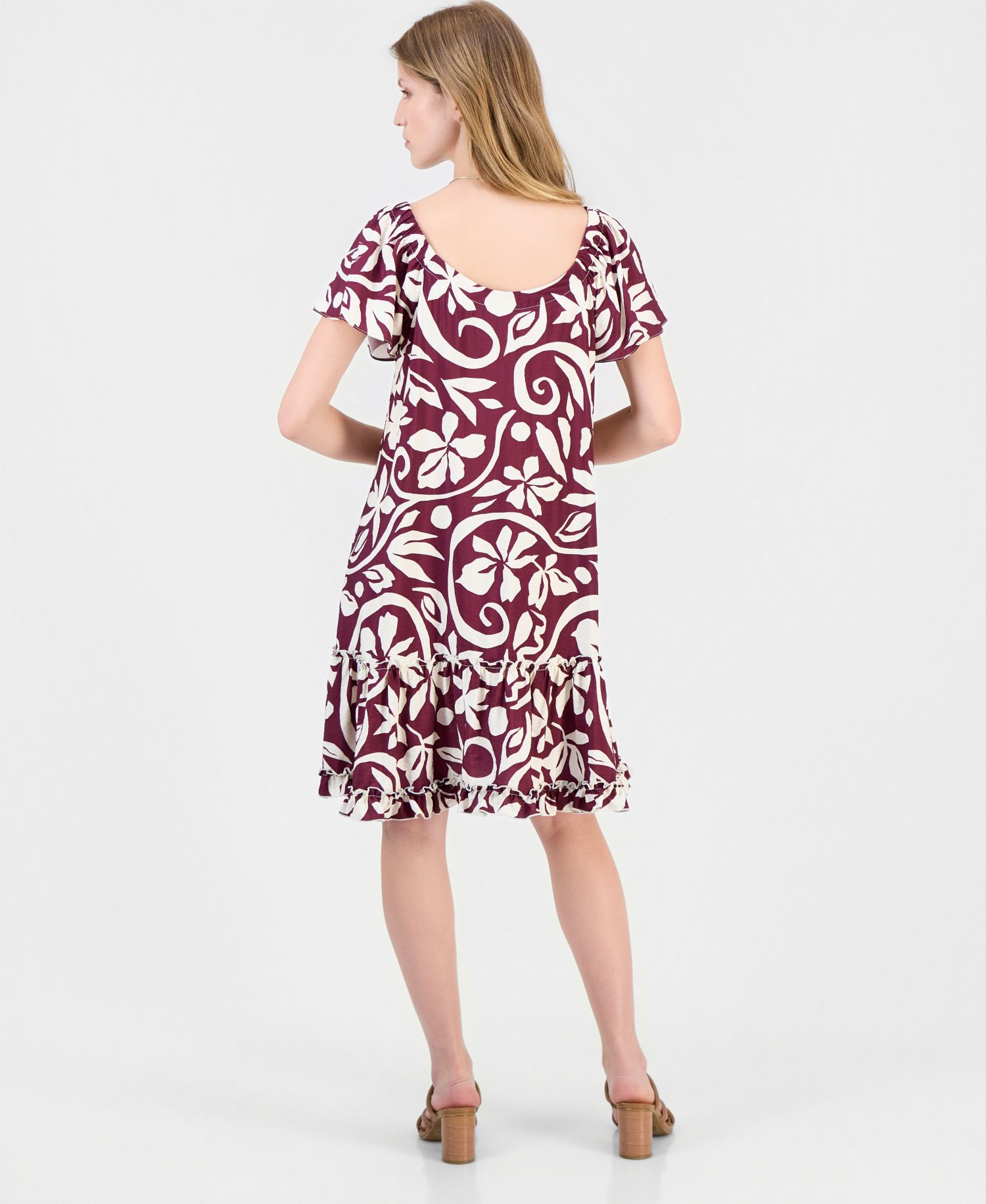 Women's On-Off Shoulder Flutter-Sleeve Dress