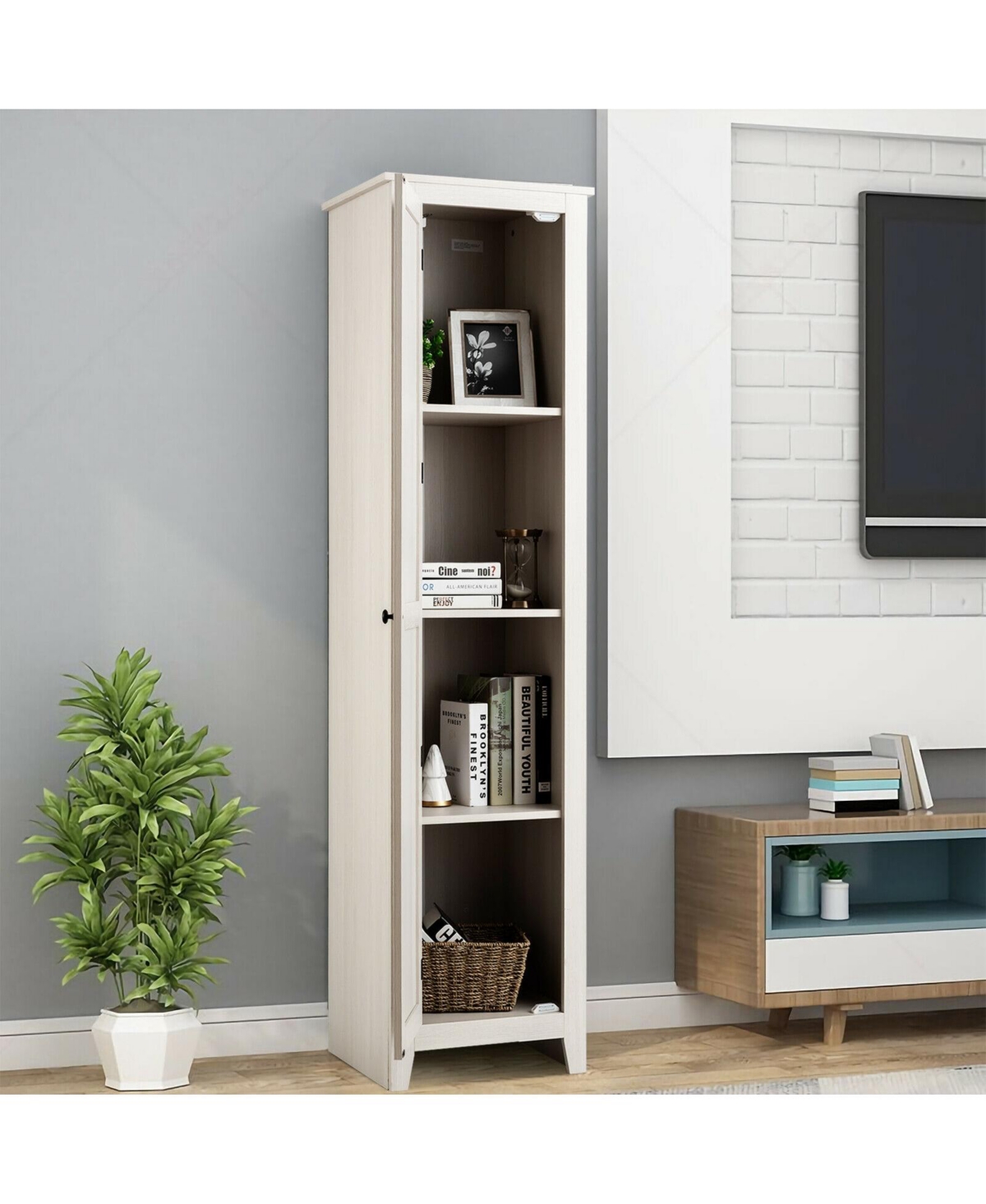 Volenca 72-in Tall Slim Linen Tower with Shelves, 11-lb per Shelf